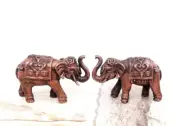 Copper Handmade Paired Elephant Figurine Statue Rich Patina Antique Finish 2 Pc