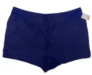 Croft & Barrow Women's Plus Navy Blue Drawstring Elastic Waist Shorts Size 3X