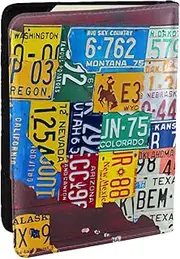 [JEJEA] License Plate Map Print Travel Organizer Credit Cards Case Passport BookPassport Holder Cover Wallet forTraveling,, Black, One Size