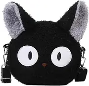 [JHTPSLR] Plushie Crossbody Bag Japanese Kawaii Cat Shoulder Purse Stuffed Handbag Fluffy Lamb Like Black Shoulder Bags