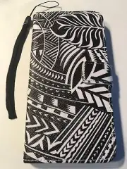 iPhone 11 Pro Max Tribal Card Holder Wallet Case. Black/white