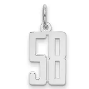 Sterling Silver Silver/Rhodium-Plated Elongated Number 58 Charm