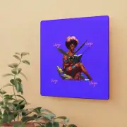 African American Woman Virgo Square Wall Clock - Black Woman Purple Wall Clock