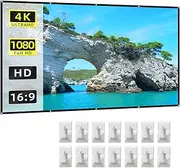 Labymos 100 Inch Projector Screen 16:9 HD 4K Foldable Portable Sided Projection Anti-Crease Movie Screen Curtain with Hooks for Indoor Outdoor Home Theater Office Meeting