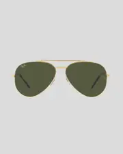 [Ray-Ban] Ray-Ban Women's New Aviator Legend Sunglasses in Gold/Green One Size Gold/Green