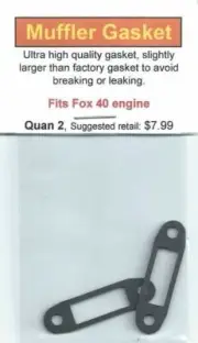 Aftermarket Exhaust/Muffler Gasket 2 Pack, Fits Fox 40 NIP