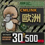 【鴨嘴獸 旅遊網卡】CMLINK 歐洲30日微量型 吃到飽