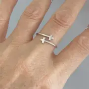 Solid Metal Adjustable Sideway Double Cross Toe Ring BLACK FRIDAY GIFT 925Silver
