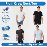 Men's Plain Blank T-shirt Crew Neck White Black Grey Blue Shorts Sleeve