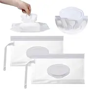 Bewudy 2Pcs Baby Wipe Pouches, Baby Wet Wipes Dispensers Portable Travel Wipes Case Reusable Refillable Wipe Holder Keeps Moist with Sealed for Diaper Bag Travel Strollers Backpacks