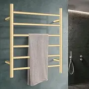 ACA International Wall Mounted Electric Heated Towel Rack SAA Towel Warmer Aluminium Heated Towel Rail Bathroom Towel Clothes Dryer Holder IP55 6 Rungs Round (Gold)
