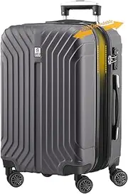 [AnyZip] Luggage Expandable PC ABS Durable Hardside Suitcase with Spinner Wheels Checked-Large 28 Inch Gray