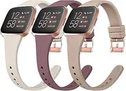 [3 Pack]Slim Bands for Fitbit Versa 2 bands, Fitbit Versa bands,Versa Lite/SE band, Soft Silicone Slim Thin Narrow Women & Men Sport Wristband, Small Large