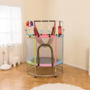 Costway55 Inch Kids Trampoline with Hammock and Adjustable Gym Bar-Pink