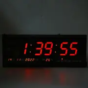Jumbo Digital LED Wall Clock Alarm Calendar Temperature Red Display
