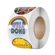 500Pcs/Roll Round Reward Stickers With Cute Words Stickers For Scrapbooking Teacher Encouragement Colorful Lables Stationery