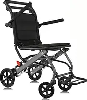 Ultra-Light Transport Wheelchair, Compact Lightweight Folding Wheelchairs with Hand Brake, Trolleys for Elderly Aircraft Travel, Support 100kg