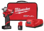 New Milwaukee M12 FUEL 1/2" dr Stubby Impact Wrench Kit, 250 ft-lbs #2555-22