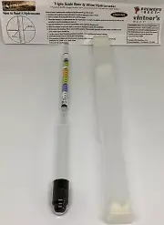 2 Triple Scale Beer Wine Precision Hydrometer Specific Gravity Brix Balling Case