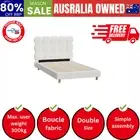 Bed Frame Double Tufted Bedhead Boucle Fabric White