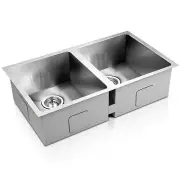 Cefito Kitchen Sink 77X45CM Stainless Steel Basin Double Bowl Laundry Silver New