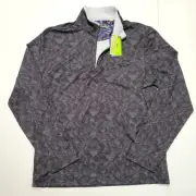 New $195 Robert Graham Quarter Zip Pullover AVELINO Men MEDIUM M Black Polyester