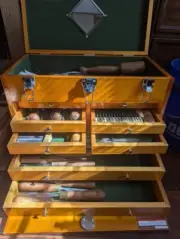 NEW 8 DRAWER SOLID WOOD TOOL CHEST STORAGE BOX CHROME HARDWARE MACHINEST JEWELRY