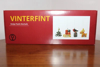 IKEA VINTERFINT HANGING DECORATIONS GLASS CHRISTMAS-THEMED VARIETY 4-PIECE SET