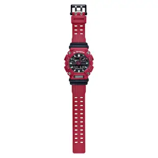 G-SHOCK 工業風設計 鬧鈴/計時碼錶/世界時區/防水200米雙顯電子錶 （黑X紅）_GA-900-4A