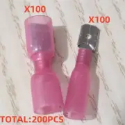 200pcs 16-22AWG Insulated Male Female Spade Terminals Heat Shrink Wire Connector