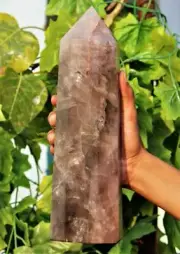 Huge 31cm Polished Brown Smoky Quartz Crystal Healing Decor Stone Obelisk Tower
