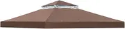 Gazebo Cover - Double-Tier Gazebo Roof Cover | Replacement Gazebo Canopy Top | Heavy Duty Waterproof Canopy Roof | Waterproof Shade Roof With Double Layer For Barbeque Garden Outdoor Grill Deck Backya