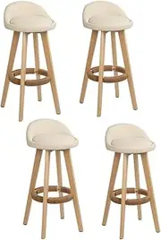 [Artiss] Bar Stools Stool Set of 4 Kitchen Counter Barstools Dining Chair Bentwood Chairs Leather Beige in 69cm Seat Height Floor for Home Bar Dining Room Cafe Outdoor Indoor