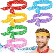 [Coume] 6 Pack Cooling Neck Wraps Ice Bandanas for Summer, Indoor, Outdoor Cooler Headband, Multicolored