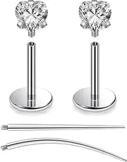 [Oicctyzio] F136 Titanium 20/18/16G Internally Threaded Flat Back Stud Earrings Nose Rings Lip Labret Medusa Monroe Piercing Jewelry with Taper for Women Men