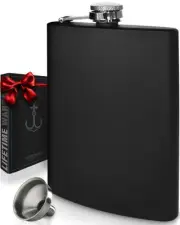 Matte Black Hip Flask for Liquor - Alcohol Flask for Men or Women - 304 Stain...