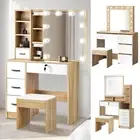 Oikiture Dressing Table Stool Set Makeup Desk Mirror LED Natural White