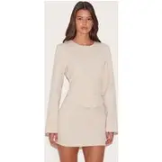 Almond Woven Tailored Button Detail Mini Dress, Almond