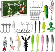 Christmas Fishing Bait Countdown Box - Christmas Countdown Tackle Set | Fishing Baits Box for Adults | Realistic Lures Bait Set | Fishing Lures Fishing Tackle Set Teenage, Boyfriend