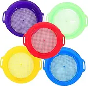 Toddmomy 5pcs Beach Sand Sifter: Plastic Sieves for Shell Rocks Gardening Digging Bright Colors - Sand Strainer for Beach and Sandbox - Summer Toy Toddler