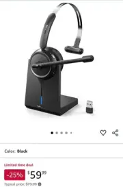 LEVN Wireless Headset 5.2 for Call Center, Bluetooth Headphones with Mic for...