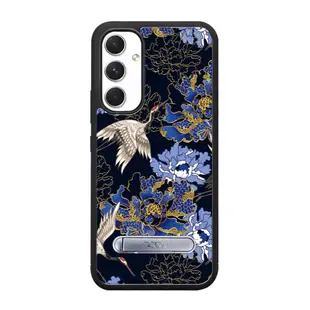 apbs SAMSUNG Galaxy A54 / A34 5G 減震立架手機殼-浮世繪牡丹與鶴