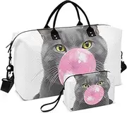 [YXYZRMY] Gray Cat Bubble Travel Duffel Bag Gym Bag Sports Tote Bag with Multiple Interior Pockets Shoulder Weekender Bag for Women Men with Toiletry Bag 20.5”x 7.9”x 13.8”, Multi-Colored, one size