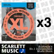 3x D'addario EXL110W Regular Wound 3rd Guitar Strings Daddario 10-46 *3 PACKS*