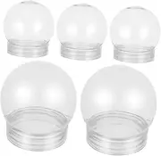 HOOTNEE 5Pcs DIY Clear Plastic Snow Globe Kit with Screw Cap Fillable Snow Container for Christmas Decoration Craft Projects and Holiday Fun Create Your Own Snow Globes
