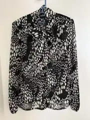 Agnès B. Dot Pattern Ribbon Blouse Black