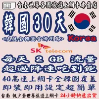 在飛比找蝦皮購物優惠-台南帆少爺各國上網卡 KOREA 韓國上網卡< 30日>< 