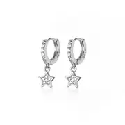 ANYCO Fashion Earrings Real Sterling Silver Trendy Pave Zircon Star Hanging Stud Jewelry Accessories for Women