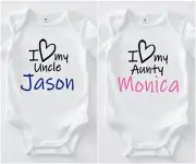 BABY ROMPER PERSONALISED CUSTOM LOVE MY UNCLE AUNTY BABY SHOWER GIFT