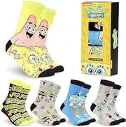 [SPONGEBOB SQUAREPANTS] Funny Men's Socks, Pack of 5, Sponge Head, Colourful Socks, Men's Set
